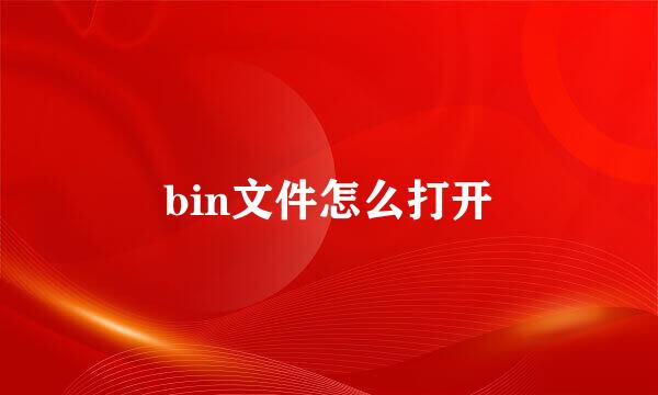 bin文件怎么打开