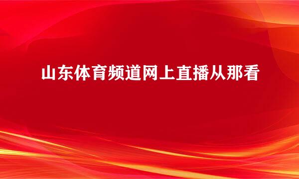 山东体育频道网上直播从那看