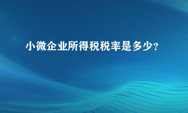 小微企业所得税税率是多少？