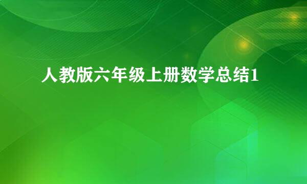 人教版六年级上册数学总结1