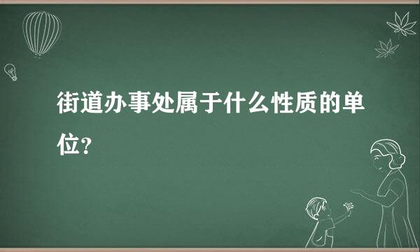 街道办事处属于什么性质的单位？