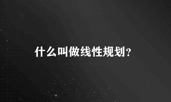 什么叫做线性规划？