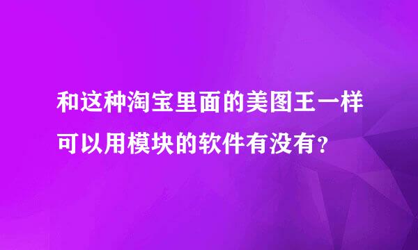 和这种淘宝里面的美图王一样可以用模块的软件有没有？