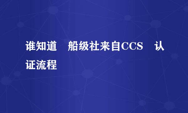 谁知道 船级社来自CCS 认证流程