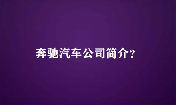 奔驰汽车公司简介？