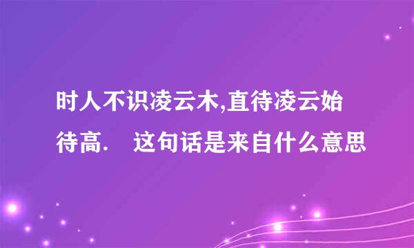 时人不识凌云木,直待凌云始待高. 这句话是来自什么意思