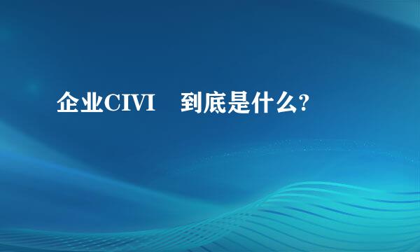 企业CIVI 到底是什么?