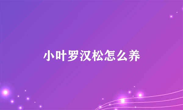 小叶罗汉松怎么养