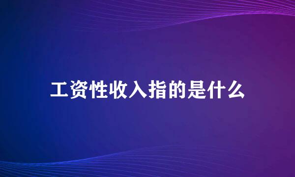 工资性收入指的是什么