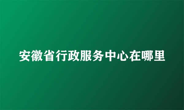 安徽省行政服务中心在哪里