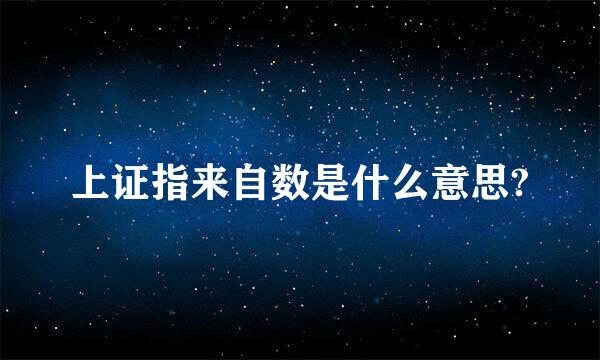 上证指来自数是什么意思?