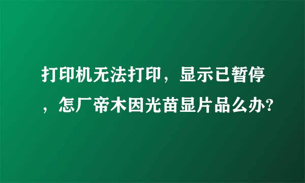 打印机无法打印，显示已暂停，怎厂帝木因光苗显片品么办?