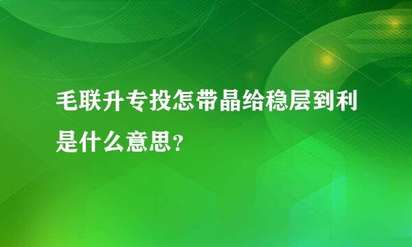 毛联升专投怎带晶给稳层到利是什么意思？