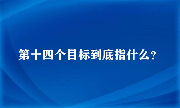 第十四个目标到底指什么？