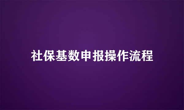 社保基数申报操作流程