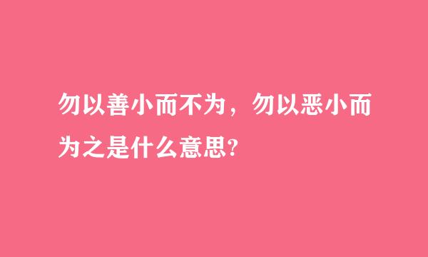 勿以善小而不为，勿以恶小而为之是什么意思?