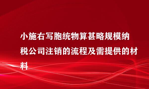 小施右写胞统物算甚略规模纳税公司注销的流程及需提供的材料