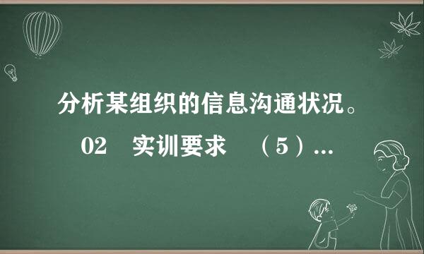 分析某组织的信息沟通状况。 02 实训要求 （5）对于沟通渠道的改进，你有什么意见或建议？