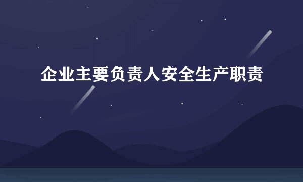 企业主要负责人安全生产职责