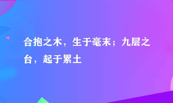 合抱之木，生于毫末；九层之台，起于累土