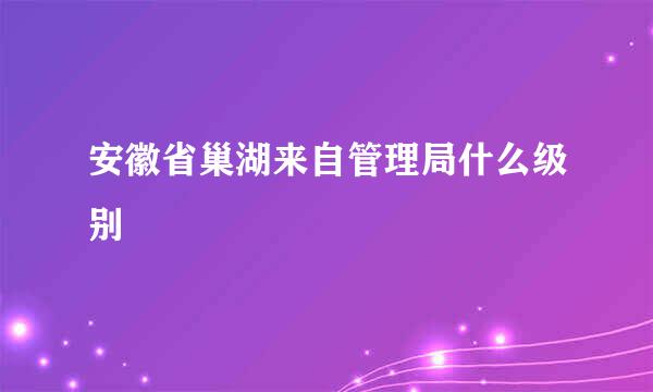 安徽省巢湖来自管理局什么级别