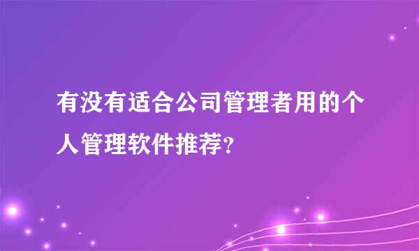 有没有适合公司管理者用的个人管理软件推荐？