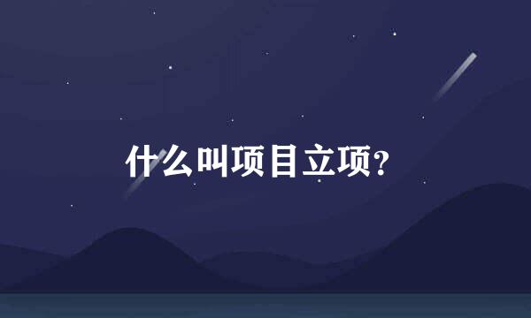 什么叫项目立项？