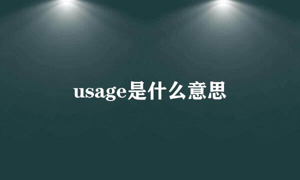 usage是什么意思