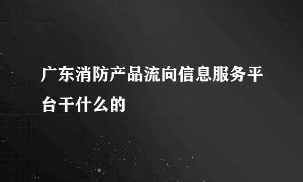 广东消防产品流向信息服务平台干什么的