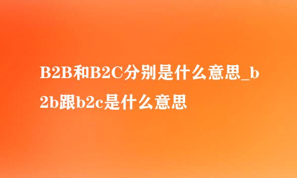 B2B和B2C分别是什么意思_b2b跟b2c是什么意思