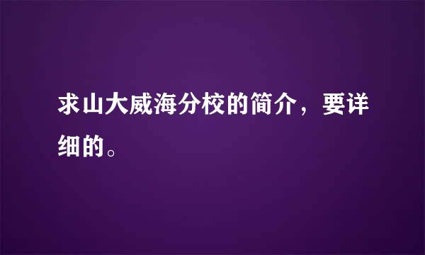 求山大威海分校的简介，要详细的。