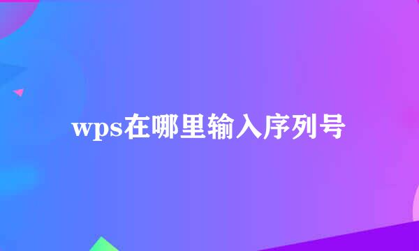 wps在哪里输入序列号