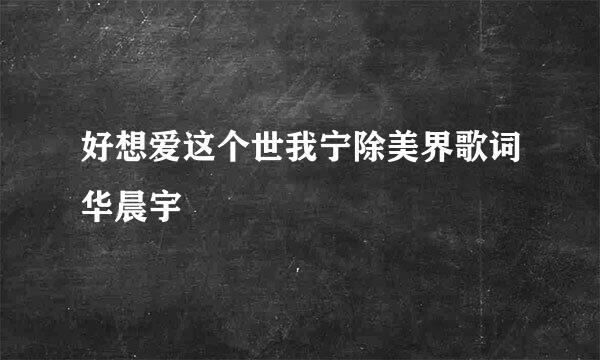 好想爱这个世我宁除美界歌词华晨宇