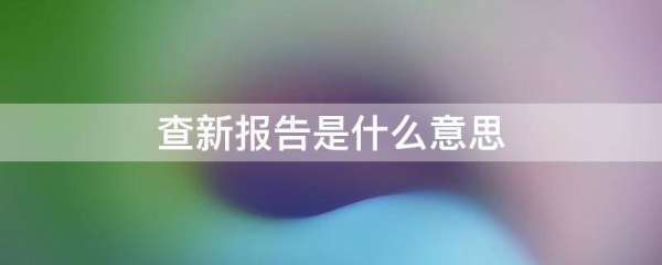 查新报告是什么意思