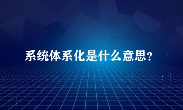 系统体系化是什么意思？