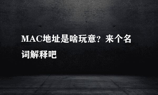 MAC地址是啥玩意？来个名词解释吧