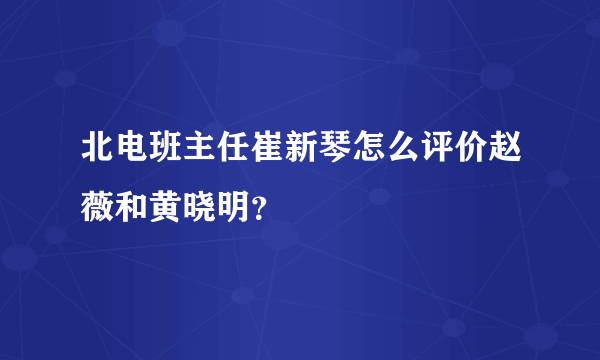 北电班主任崔新琴怎么评价赵薇和黄晓明？