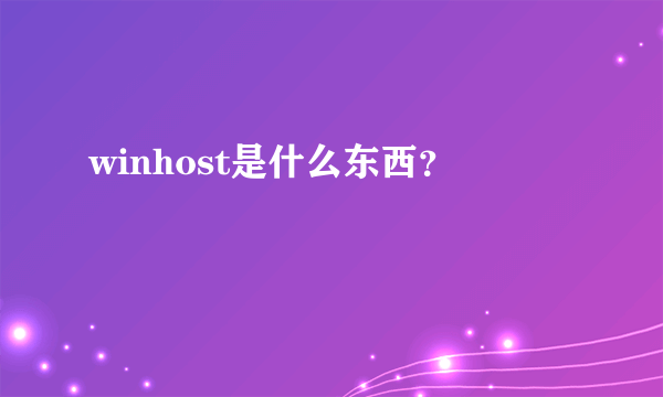 winhost是什么东西？