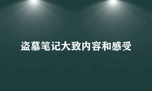 盗墓笔记大致内容和感受