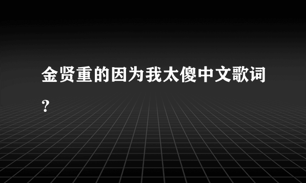 金贤重的因为我太傻中文歌词？