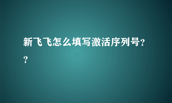 新飞飞怎么填写激活序列号？？