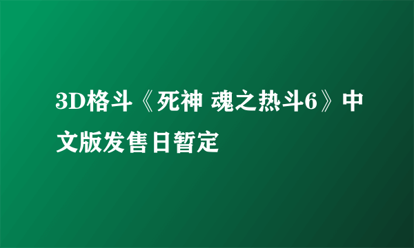 3D格斗《死神 魂之热斗6》中文版发售日暂定