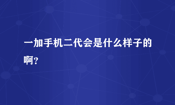 一加手机二代会是什么样子的啊？