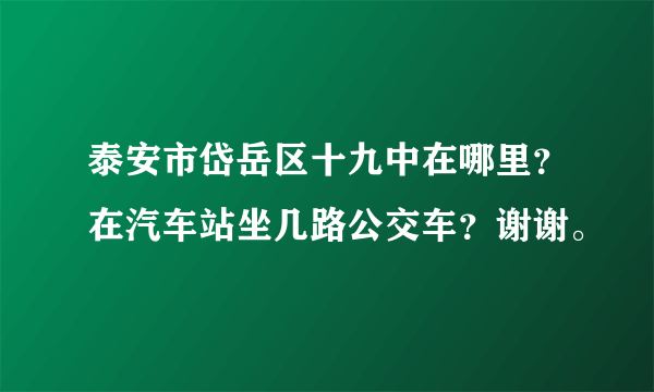 泰安市岱岳区十九中在哪里？在汽车站坐几路公交车？谢谢。