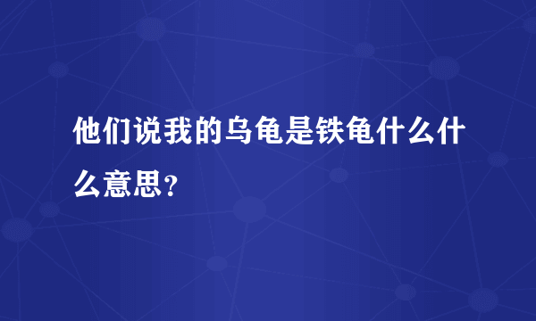 他们说我的乌龟是铁龟什么什么意思？