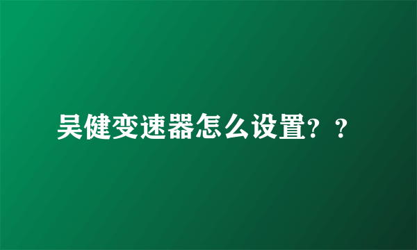 吴健变速器怎么设置？？