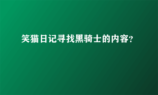 笑猫日记寻找黑骑士的内容？