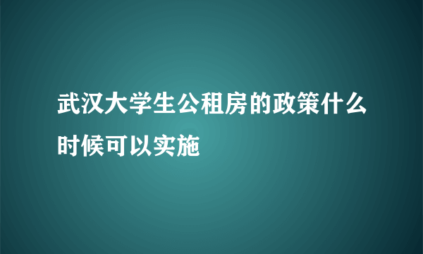 武汉大学生公租房的政策什么时候可以实施