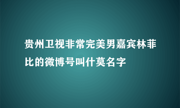 贵州卫视非常完美男嘉宾林菲比的微博号叫什莫名字