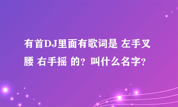 有首DJ里面有歌词是 左手叉腰 右手摇 的？叫什么名字？